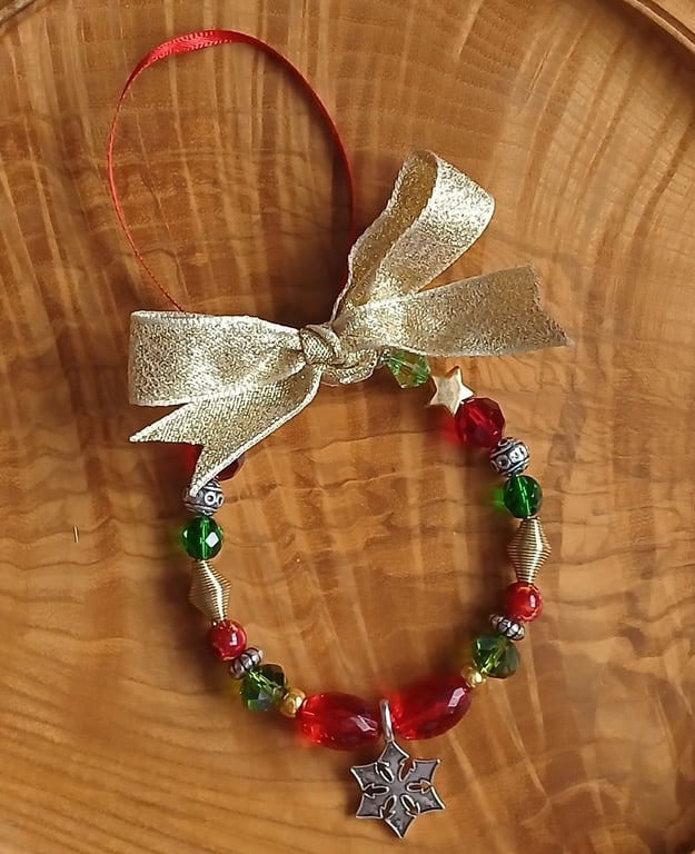 Beaded Ring Christmas Tree Decoration