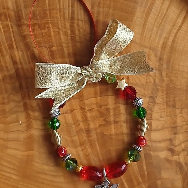 Beaded Ring Christmas Tree Decoration