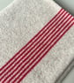 Ecru Infinity Scarf with Red ticking stripe - Image 2