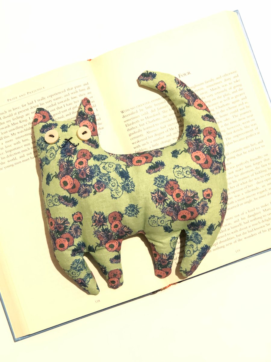 Large Cat Page Saver Bookmark Van Gogh Sunflowers in Pink and Green