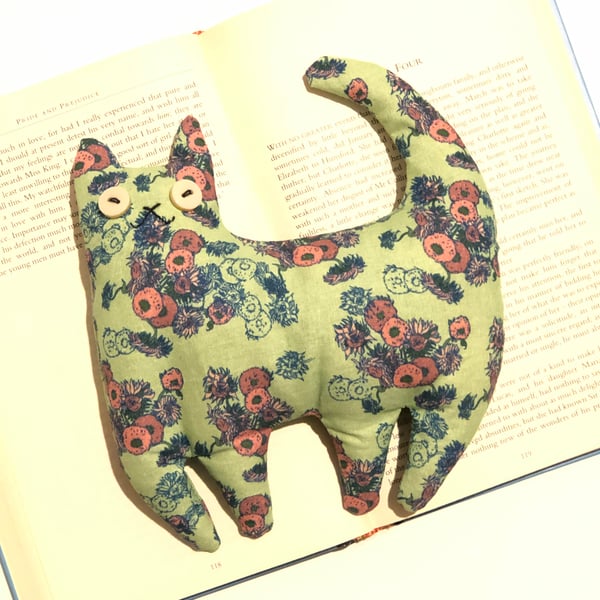 Large Cat Page Saver Bookmark Van Gogh Sunflowers in Pink and Green