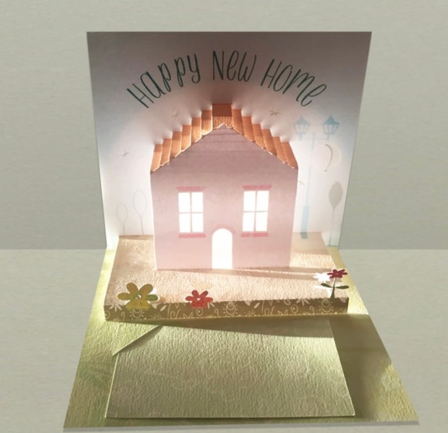 Pop up glow in the dark New Home card
