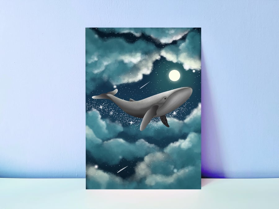 Seconds Sunday, Magical Flying Whale A4 Print