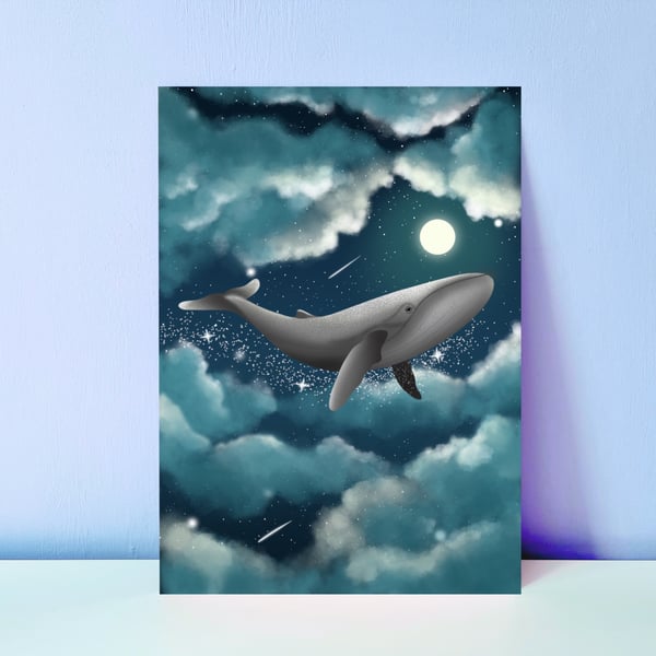 Seconds Sunday, Magical Flying Whale A4 Print
