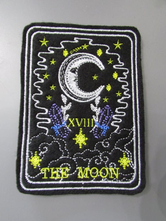 The Moon Tarot Card Embroidered Sew on Applique Patch