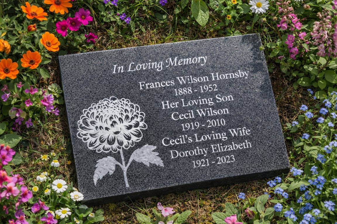 Granite Grave Marker Engraved Granite Memorial Plaque Flat Grave Cemetery Stone