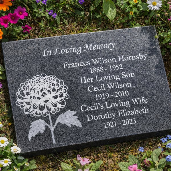 Granite Grave Marker Engraved Granite Memorial Plaque Flat Grave Cemetery Stone
