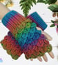 Crochet gloves. Rainbow dragon scale gloves. Fingerless gloves. Rainbow gloves