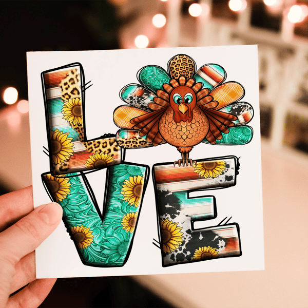 Love Turkey Happy Thanksgiving Card, Thanksgiving Card, Family Thanksgiving Card
