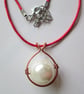 White or Purple Bead Necklace. Copper or Stainless Steel wrapped - Image 2