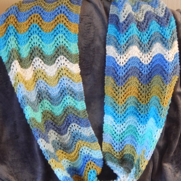 Hand knit infinity scarf