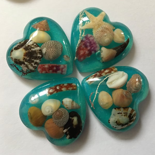 Love heart beach brooch, resin jewellery at its finest from The Shetland Isles.
