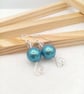 Pearlescent Blue Preciosa Pearl & Crystal Heart Dangle Earrings - Gift Boxed 