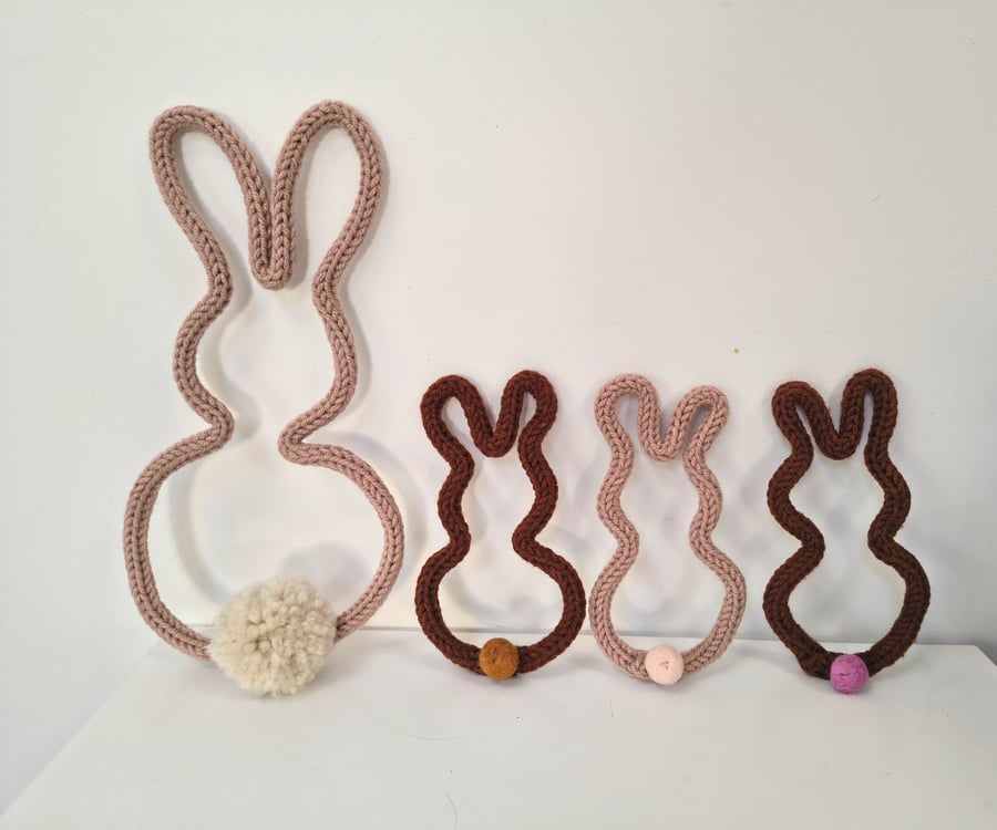 Easter bunnies and babies, knitted wire