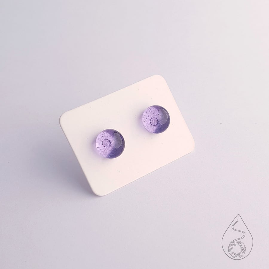 Fused Glass Stud Earrings - Lilac