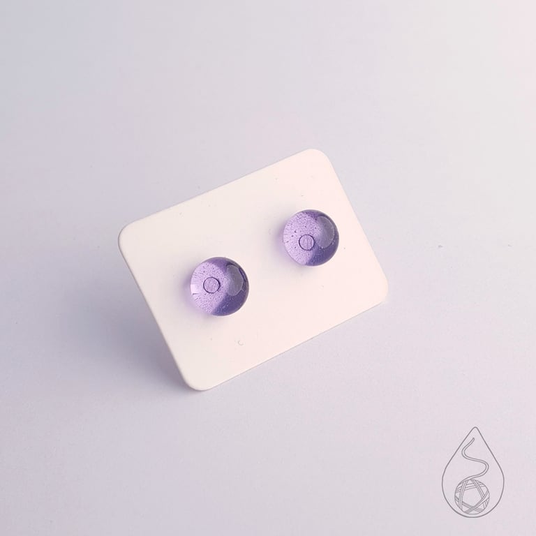 Fused Glass Stud Earrings - Lilac