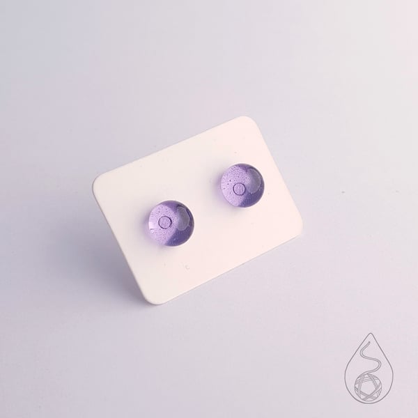 Fused Glass Stud Earrings - Lilac