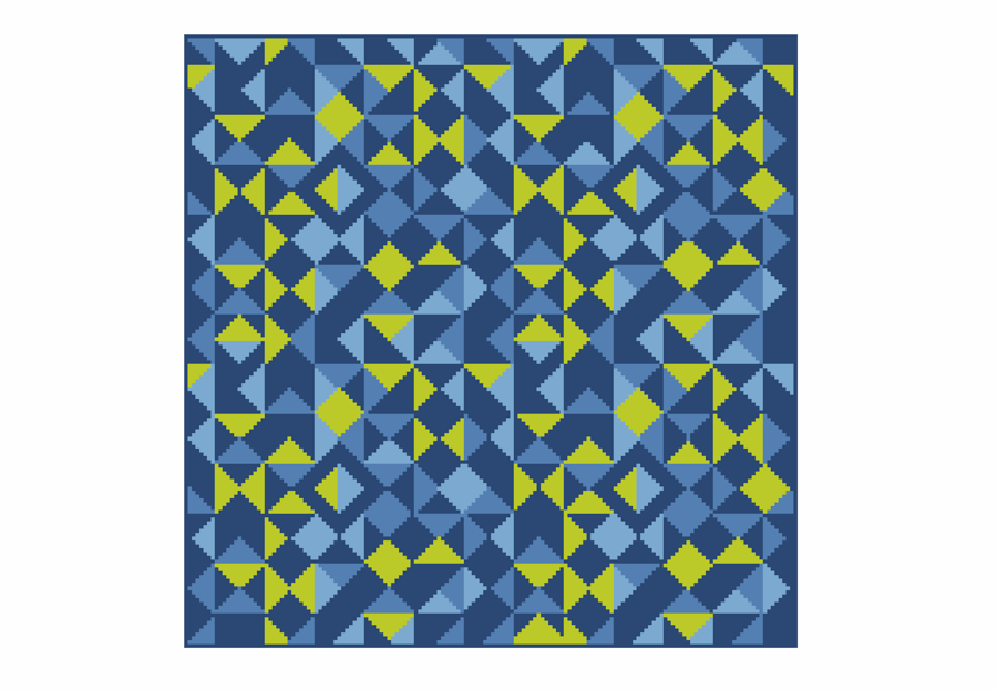 118A - Cross Stitch Pattern Kaleidoscope Geometrical squares Blue Ocean Truchet 