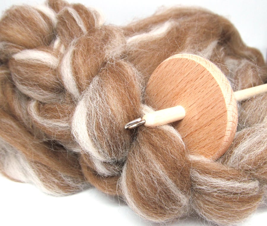 Shetland Humbug Combed Wool Top Blend Natural Coloured Fibre 100g