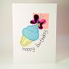 Greeting card - Butterfly Cup Cake Bitthday Card