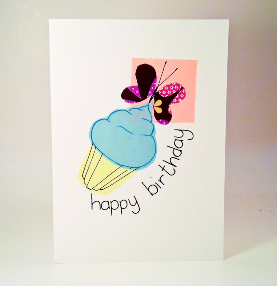 Greeting card - Butterfly Cup Cake Bitthday Card