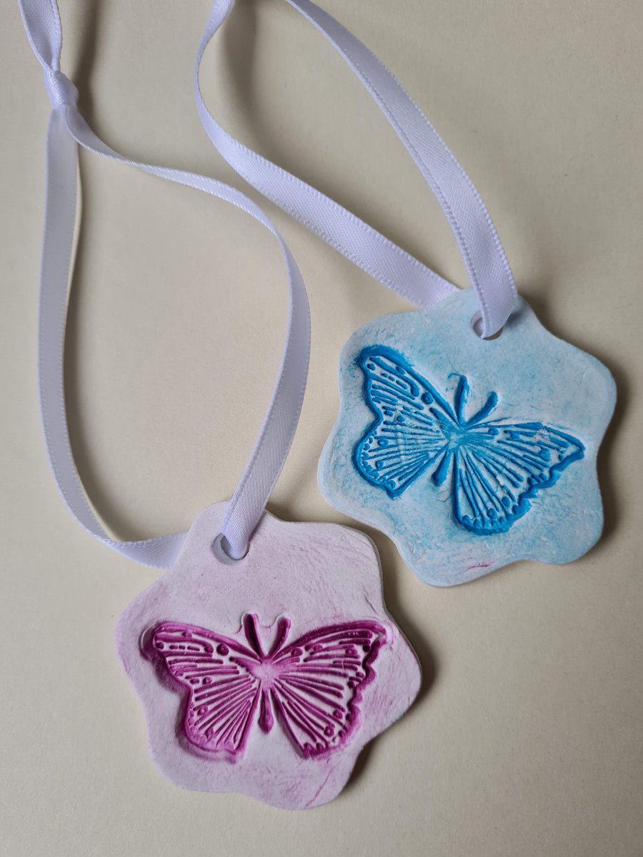 Butterfly clay hanging decoration 2 colour choices home decor gift