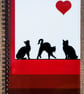Cats Posing Heart Red Notebook A5 Spiral Bound Lined Wipe-Clean Acrylic Cover   - Image 2