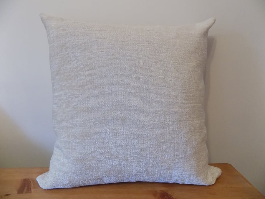 Cream Chenille Cushion Cover Plain Solid Colour Throw Pillow 14"-18" Zip