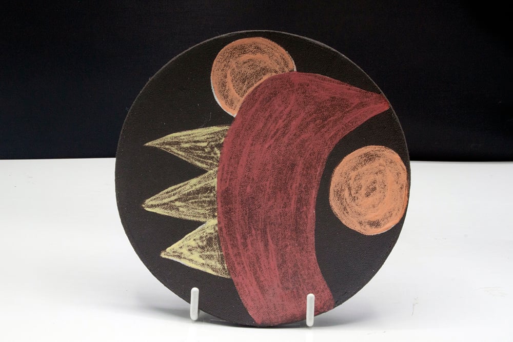 Red, Orange, Yellow Decorative Dish, Black Clay and Undeglaze