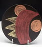 Red, Orange, Yellow Decorative Dish, Black Clay and Undeglaze