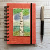 Embroidered silver birch A6 lined notebook. 