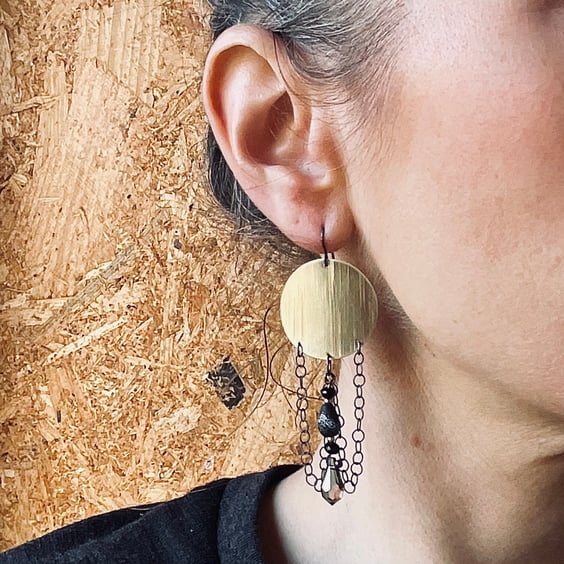  Silver & brass boho earrings