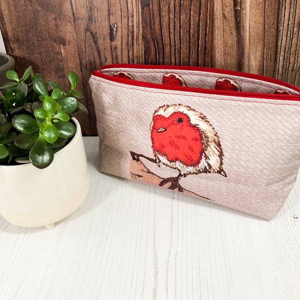 Made to order Robin Cosmetic bag, Toiletry Bag, Make up bag, Pencil case