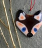 Fused glass fox cub Christmas Tree Decoration, hanging decoration, (one piece) - Image 1