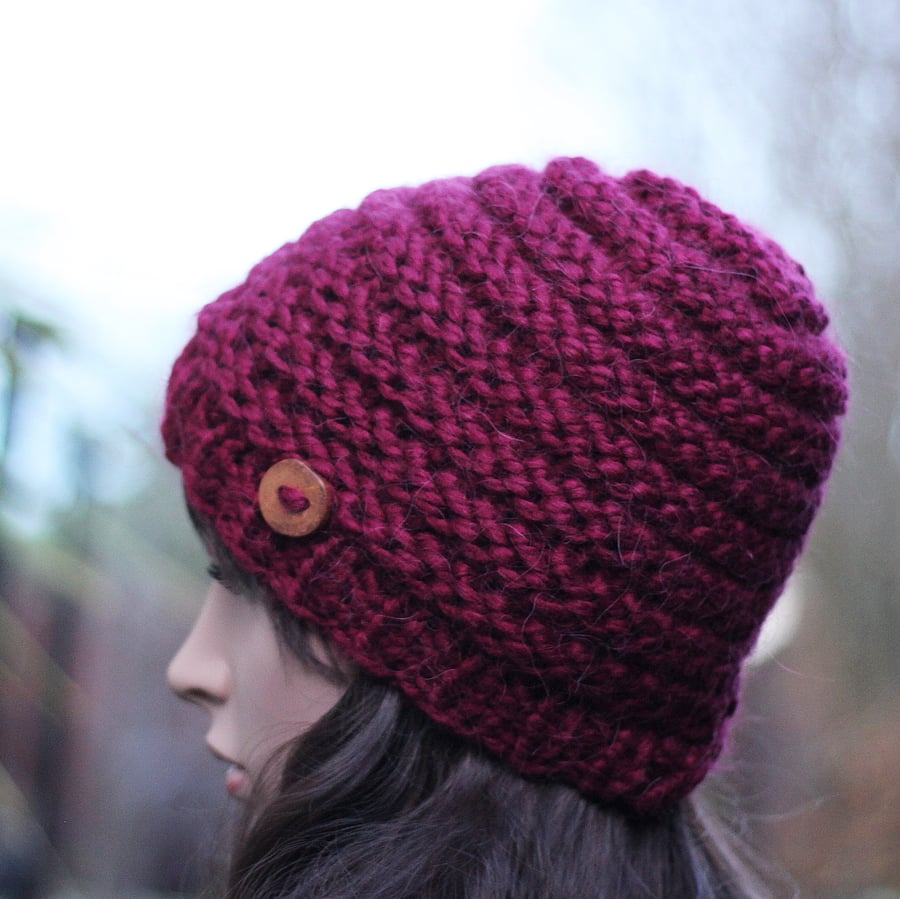 Hat knitted beanie, burgundy hat, gift guide for her