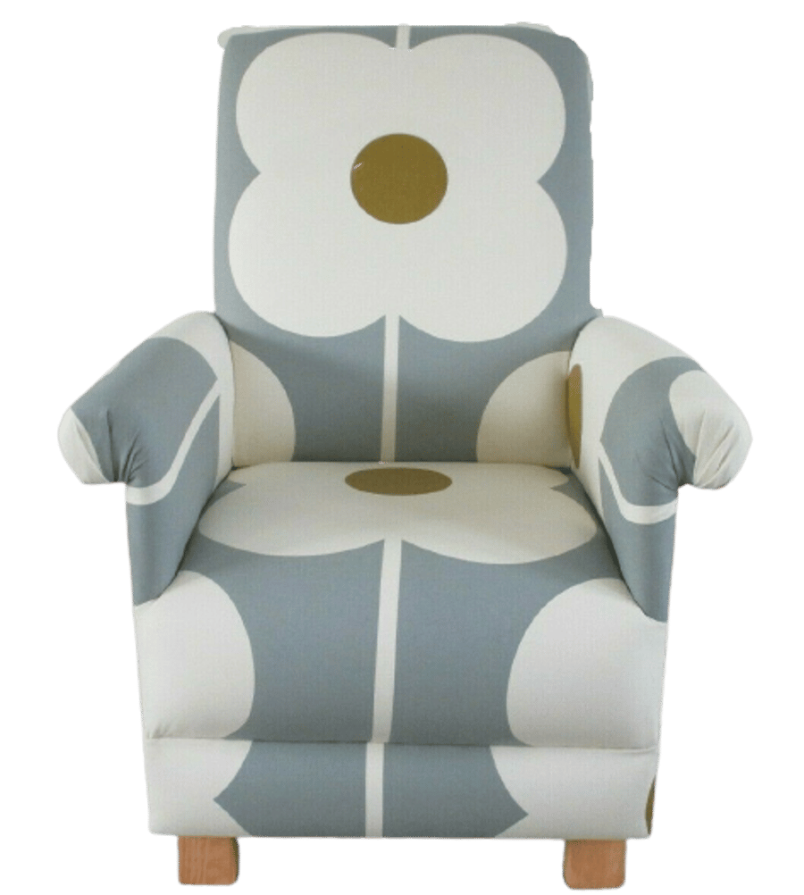 Orla Kiely Abacus Flowers Fabric Adult Chair Armchair Accent Grey Olive Floral