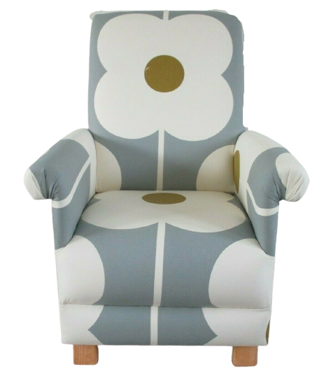 Orla Kiely Abacus Flowers Fabric Adult Chair Armchair Accent Grey Olive Floral