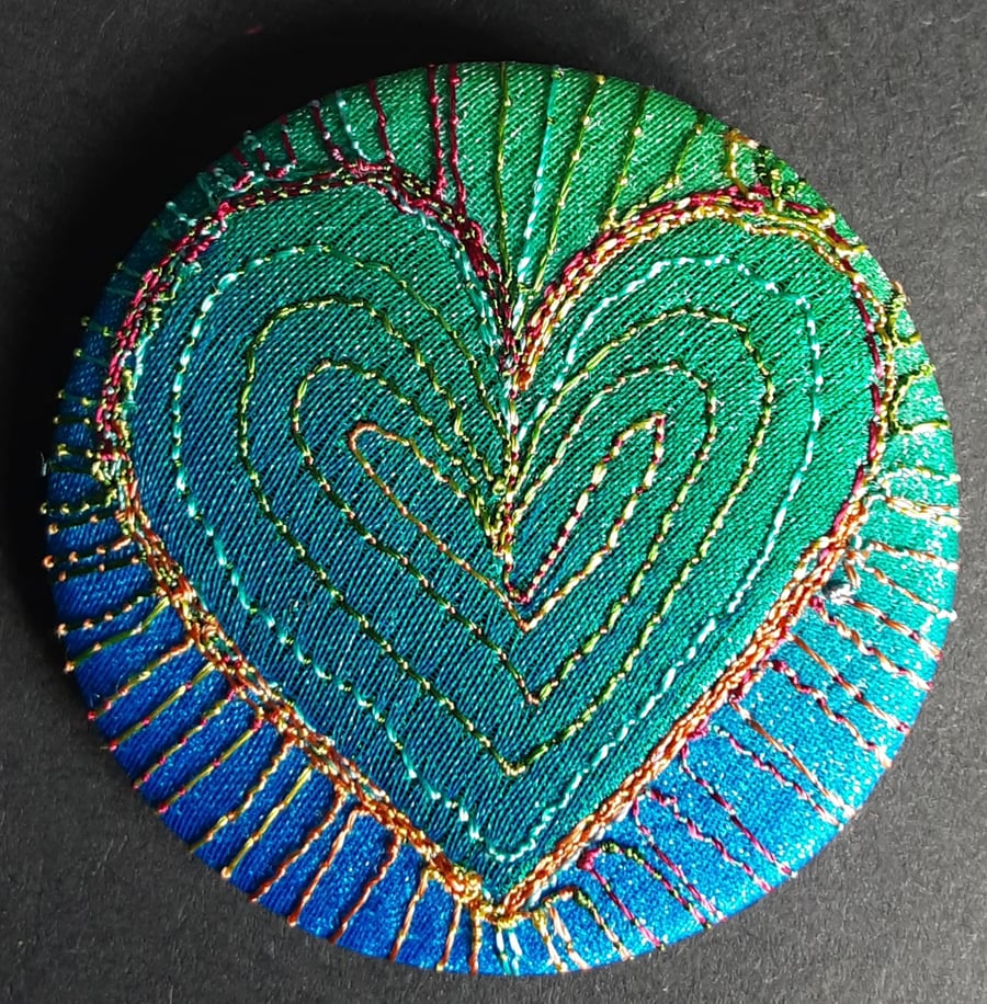 45mm Multicoloured Heart Textile Badge 