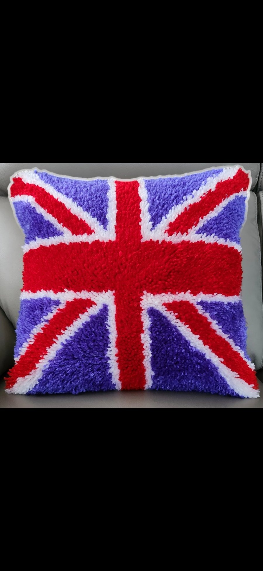 Union Jack Latch Hook Cushion