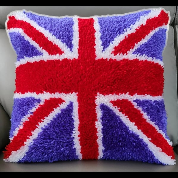 Union Jack Latch Hook Cushion