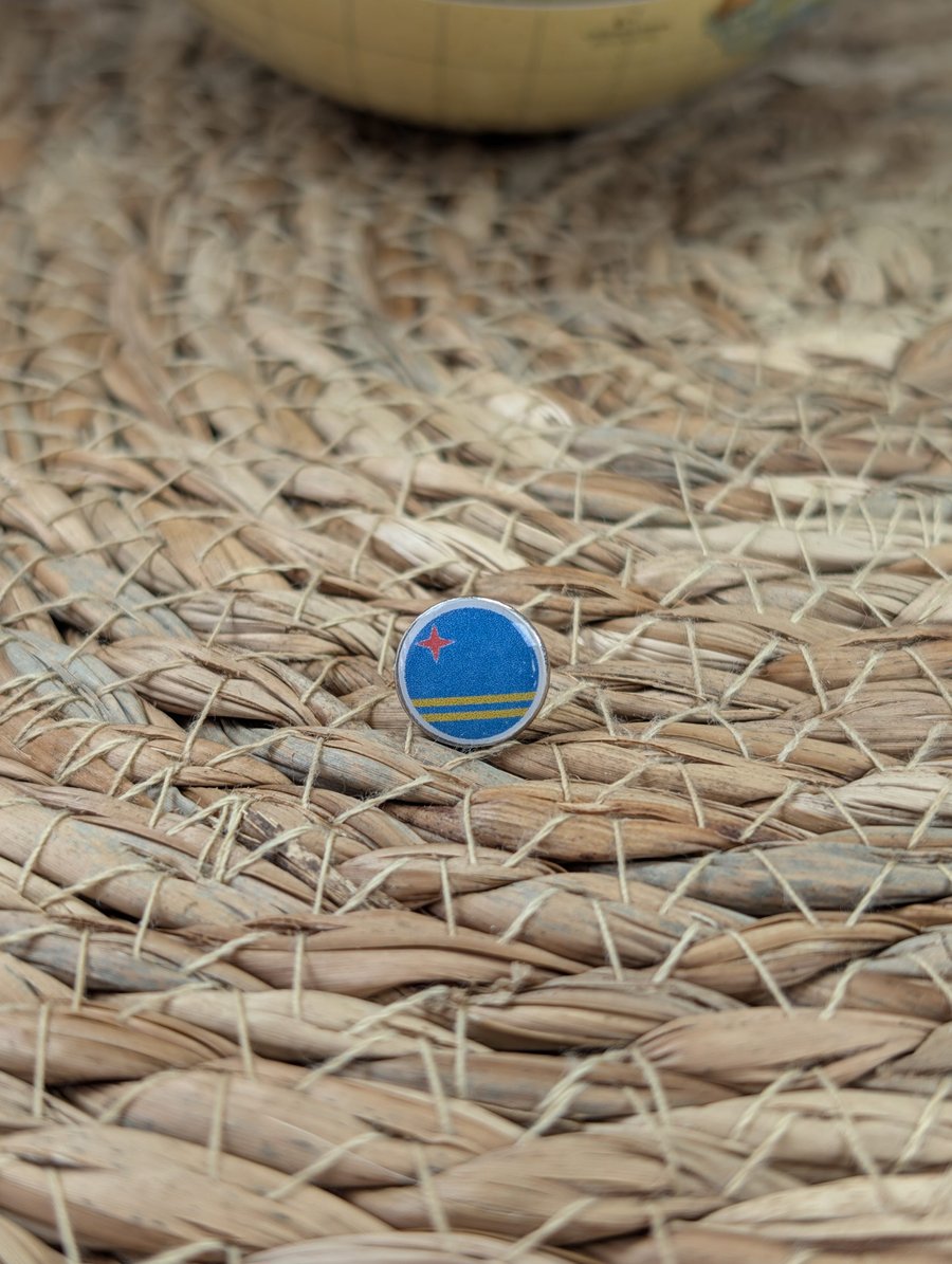 Aruba Flag Map Pin – Caribbean Travel Map Push Pin for Wooden Maps, Aruba Mappin