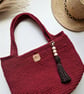 Made To Order- Crochet Shoulder Bag in Raspberry Red. Handmade Gift For Her - Image 1