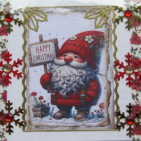 Happy Christmas Hand Crafted Decoupage Christmas Card - Happy Christmas 2971