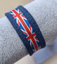Upcycled Denim Bracelet with Union Jack Ribbon (British and Biker Vibes)  - Image 2