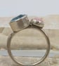 Blue Topaz and Pink Opal Double Stone Ring : Size L - Image 6