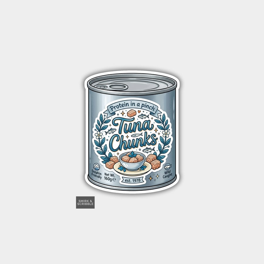 Image of Grocery Food Tin Vinyl Sticker For Adults - Tuna Chunks