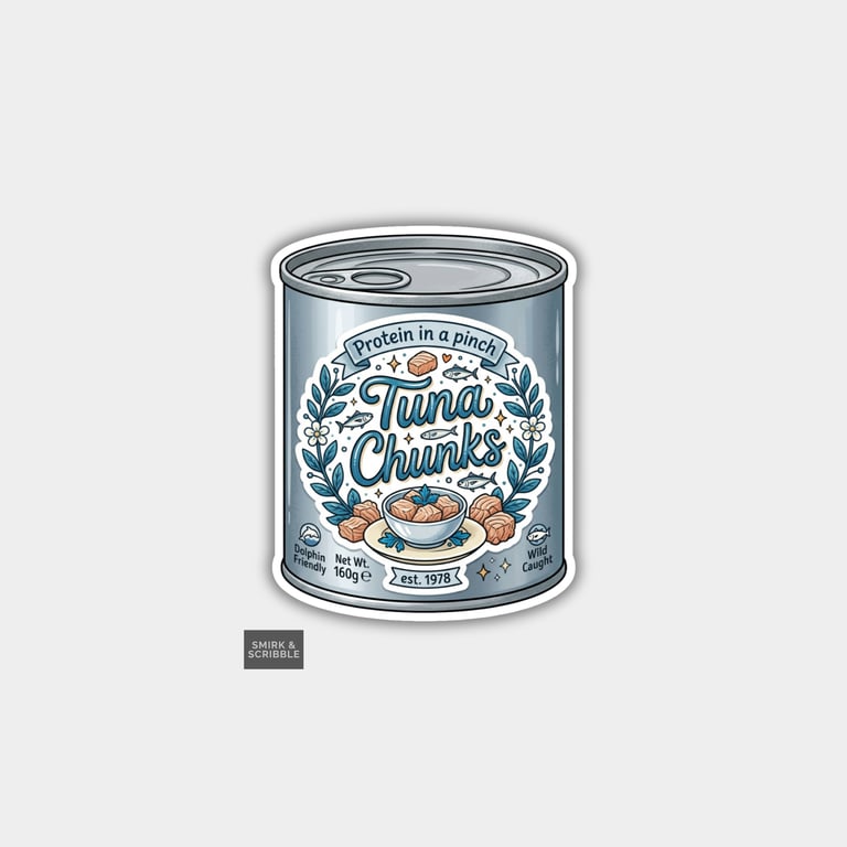 Grocery Food Tin Vinyl Sticker For Adults - Tuna Chunks