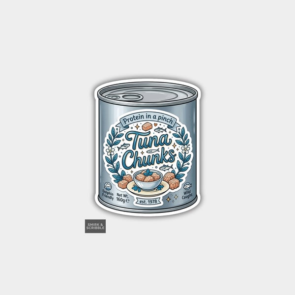 Grocery Food Tin Vinyl Sticker For Adults - Tuna Chunks