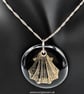 Small Scallop Seashell Fused Glass Pendant with Real Platinum Lustre Motif