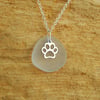 White beach glass with pawprint charm